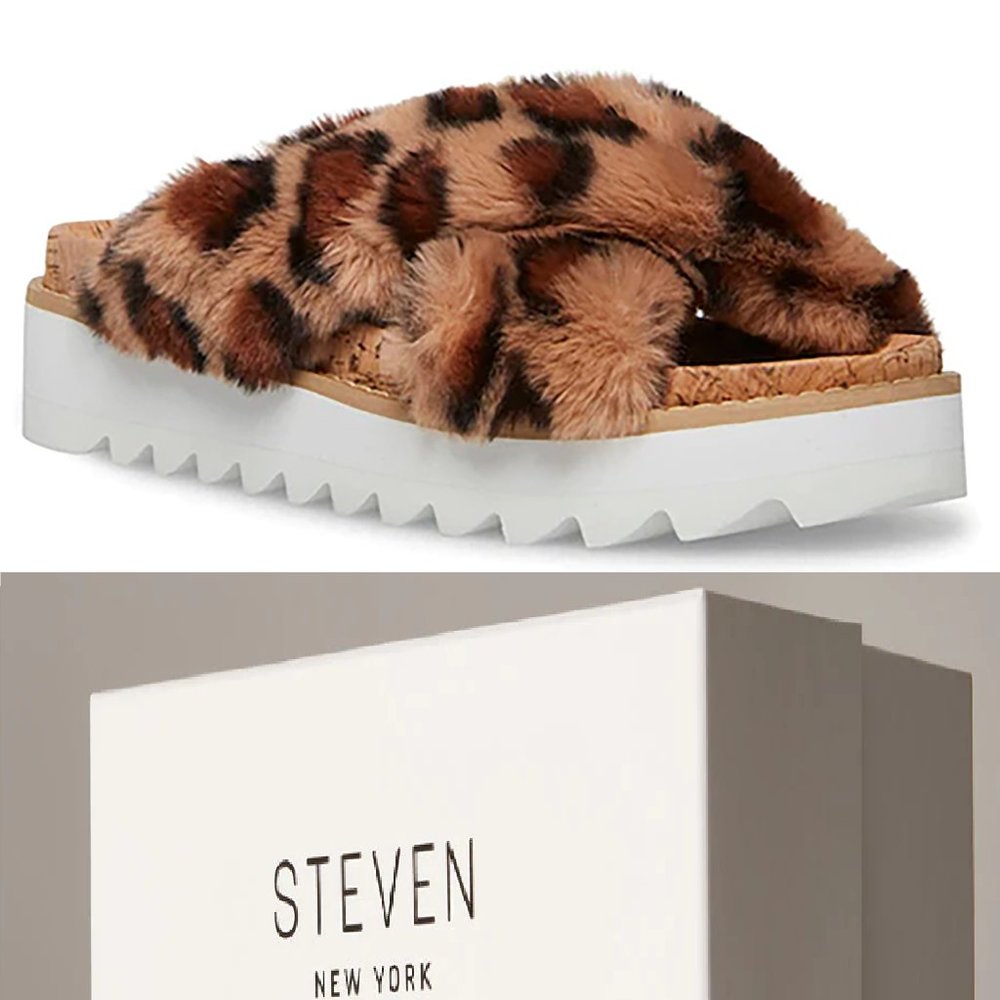 STEVEN New York by Steve Madden Women's Cado Slide Sandal, Leopard, Size 8